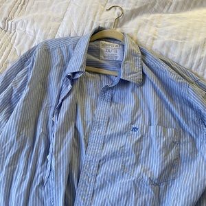 Blue and white striped men’s button-down XXL 100% cotton shirt